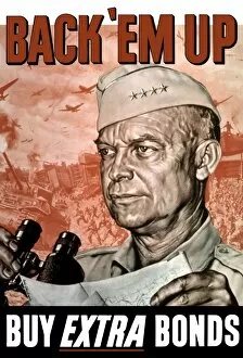 World War Propaganda Poster Art Collection: World War II poster of General Dwight Eisenhower holding a map and binoculars