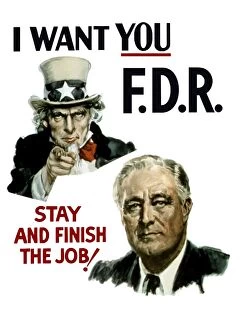 Stocktrek Poster Art Collection: World War II poster of Uncle Sam and President Franklin Roosevelt