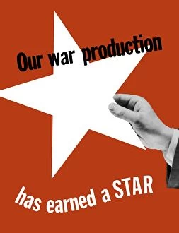 World War Propaganda Poster Art Collection: World War II propaganda poster of a hand holding a large white star