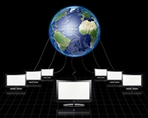 Global Communication Network Prints: World Wide Web Flat Panel Connected