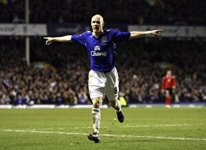 Images Dated 21st February 2008: Andrew Johnson's Double: Everton's UEFA Cup Victory Celebration vs. SK Brann