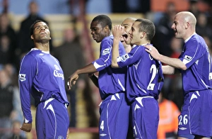 Aston Villa v Everton FA Evertons Joleon Lescott celebrates scoring with team mates Aston Villa v Everton FA Evertons Joleon Lescott celebrates scoring with team mates