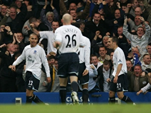 Chelsea v Everton - James Vaughan celebrates scoring the first goal for Everton Chelsea v Everton - James Vaughan celebrates scoring the first goal for Everton