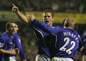 Images Dated 15th December 2005: Everton Football Club: James Beattie's Thrilling Goal Celebration with Tony Hibbert