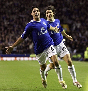 Everton v Bolton Wanderers - Mikel Arteta celebrates after scoring the only goal of the Everton v Bolton Wanderers - Mikel Arteta celebrates after scoring the only goal of the
