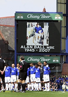 Everton v Manchester United The Everton team line up during a minutes silence for Alan Ball Everton v Manchester United The Everton team line up during a minutes silence for Alan Ball