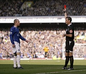 Images Dated 20th October 2007: Everton vs Liverpool Derby: Tony Hibbert's Red Card by Ref Mark Clattenburg