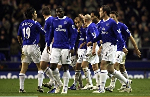 Evertons James Vaughan celebrates with his team mates after scoring his teams second goal Evertons James Vaughan celebrates with his team mates after scoring his teams second goal