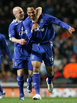 Evertons Joleon Lescott celebrates scoring against Aston Villa with teammate Lee Carsley Evertons Joleon Lescott celebrates scoring against Aston Villa with teammate Lee Carsley