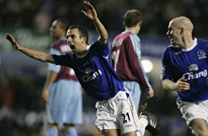Evertons Osman celebrates with Johnson after scoring during their English Premier League soccer mat Evertons Osman celebrates with Johnson after scoring during their English Premier League soccer mat