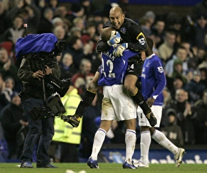 James Vaughan celebrates with Tim Howard James Vaughan celebrates with Tim Howard