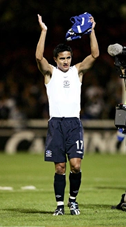 Peterborough United v Everton Tim Cahill applauds the travelling fans at the end of the Peterborough United v Everton Tim Cahill applauds the travelling fans at the end of the