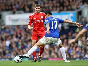 Images Dated 17th October 2010: Tim Cahill's Game-Changing Interception: Everton vs. Liverpool - Barclays Premier League at