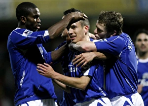 Watford v Everton - Leon Osman celebrates after scoring the third goal for Everton with Watford v Everton - Leon Osman celebrates after scoring the third goal for Everton with