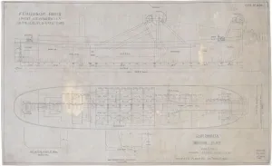 Scottish Canals History Prints: Trace of a Technical Docking Plan for the Dredger SS Carronwater