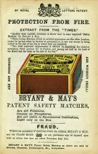 Advertisement for Bryant and May Matches, 1868 Advertisement for Bryant and May Matches, 1868