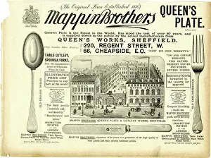 Advertisement for Mappin Brothers, Queens Works, corner of Pond Street / Bakers Hill Advertisement for Mappin Brothers, Queens Works, corner of Pond Street / Bakers Hill