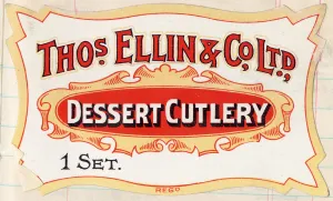 Dessert cutlery for Thomas Ellin and Co., cutlery manufacturer, Sylvester Works, Sylvester Street, Sheffield, Yorkshire Dessert cutlery for Thomas Ellin and Co., cutlery manufacturer, Sylvester Works, Sylvester Street, Sheffield, Yorkshire