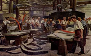 Making laminated railway springs - from brochure of the visit of George V and Queen Mary to Cammell Laird Making laminated railway springs - from brochure of the visit of George V and Queen Mary to Cammell Laird