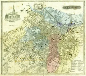 Prints of Original at Sheffield Local Studies Library South Yorkshire Prints: Sheffield 1838 Print Map