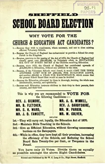 Sheffield School Board Election - why vote for the Church and Education Act candidates?, 1888 Sheffield School Board Election - why vote for the Church and Education Act candidates?, 1888