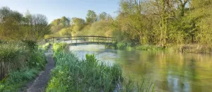 English Landscapes Prints: Panoramic view of the River Itchen, Ovington, Hampshire, England, UK, May