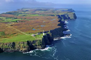 Aerial view of the East Lighthouse, Rathlin Island, County Antrim, Northern Ireland Aerial view of the East Lighthouse, Rathlin Island, County Antrim, Northern Ireland
