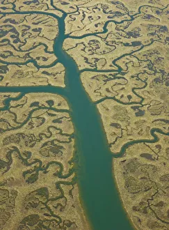 Aerial view of river tributaries, saltmarsh and coast, Punta Umbria, Costa de la Luz Aerial view of river tributaries, saltmarsh and coast, Punta Umbria, Costa de la Luz