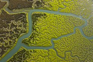 Aerial view of the rivers and saltmarshes of the Bahia / Bay de Cadiz Natural Park Aerial view of the rivers and saltmarshes of the Bahia / Bay de Cadiz Natural Park