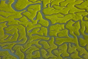 Aerial view saltmarshes of Bahia de Cadiz Natural Park, Huelva, Andalucia, Spain Aerial view saltmarshes of Bahia de Cadiz Natural Park, Huelva, Andalucia, Spain