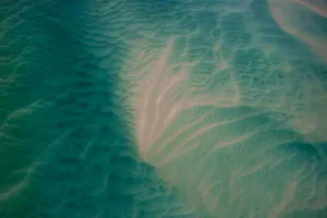 Aerial view of shifting sand banks off the coast of the Bazaruto Archipelago, Mozambique Aerial view of shifting sand banks off the coast of the Bazaruto Archipelago, Mozambique
