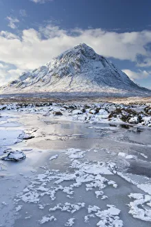 Buacaille Etive Mor and River Etive in winter, Rannoch Moor, Glencoe, Scotland, UK Buacaille Etive Mor and River Etive in winter, Rannoch Moor, Glencoe, Scotland, UK