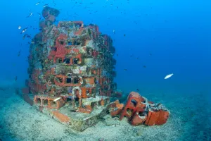 One of the deeper artificial reefs, Larvotto Marine Reserve, Monaco, Mediterranean Sea One of the deeper artificial reefs, Larvotto Marine Reserve, Monaco, Mediterranean Sea