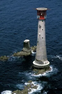 Eddystone Lighthouse marking the dangerous Eddystone Rocks off Rame Head in Cornwall Eddystone Lighthouse marking the dangerous Eddystone Rocks off Rame Head in Cornwall