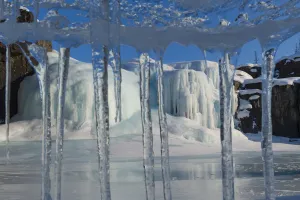 Frozen icicles and frozen waterfall, Putoransky State Nature Reserve, Putorana Plateau Frozen icicles and frozen waterfall, Putoransky State Nature Reserve, Putorana Plateau