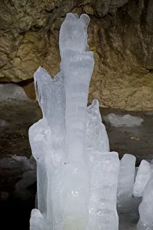 Ice formation in Ledena Pecina (an ice cave) inside Obla Glava (Rounded head peak Ice formation in Ledena Pecina (an ice cave) inside Obla Glava (Rounded head peak