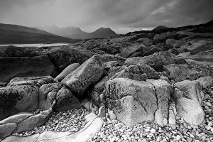 Landscape view of Camus Malag beach on Loch Slapin, looking towards the Cuillin Hills Landscape view of Camus Malag beach on Loch Slapin, looking towards the Cuillin Hills