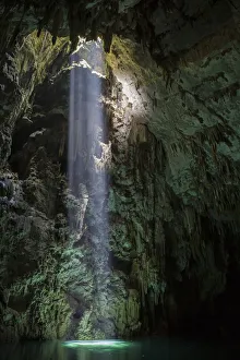 Light shining into Abismo Anhumas or Anhumas Abyss. This is a 80 metre deep lake Light shining into Abismo Anhumas or Anhumas Abyss. This is a 80 metre deep lake