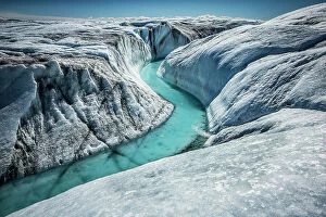 Prints for your Bathroom Collection: Meltwater river running through the Greenland ice cap, June 2013