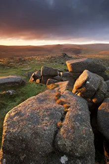 Moorland view at Belstone with granite outcrops in the foreground, near Okehampton Moorland view at Belstone with granite outcrops in the foreground, near Okehampton