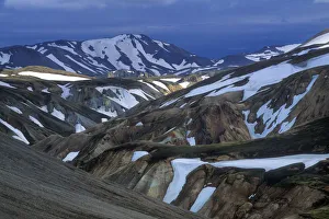 Multicoloured earth of the volcanic landscape of Landmannalaugar, volcanic massif Multicoloured earth of the volcanic landscape of Landmannalaugar, volcanic massif