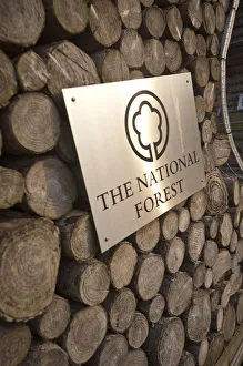 The National Forest sign at entrance to Roslington Forestry Centre, The National Forest The National Forest sign at entrance to Roslington Forestry Centre, The National Forest