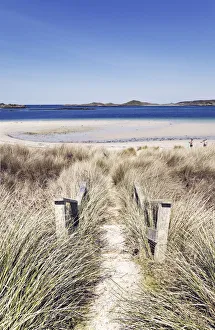 Path leading down to Blockhouse Beach, Tresco, Isles of Scilly, Cornwall, England Path leading down to Blockhouse Beach, Tresco, Isles of Scilly, Cornwall, England