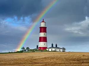 Agricultural Land Collection: Rainbow over Happisburgh Light House, Norfolk, UK. October, 2021
