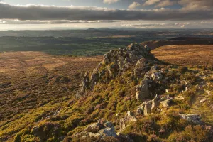Rock outcrop formed of Ordovician quartzite on Stiperstones Ridge, Stiperstones National Rock outcrop formed of Ordovician quartzite on Stiperstones Ridge, Stiperstones National