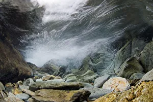 Underwater landscape within a mountain stream, showing water turbulence, Snowdonia NP Underwater landscape within a mountain stream, showing water turbulence, Snowdonia NP