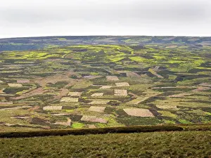 Upland Landscape Photography Prints: View of patchwork moorland landscape