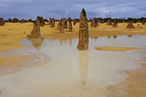 View of Pinnacles desert after heavy rainfall, Nambung National Park, Western Australia View of Pinnacles desert after heavy rainfall, Nambung National Park, Western Australia