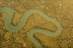 Water channels making patterns in saltmarsh, seen from the air. Abbotts Hall Farm Water channels making patterns in saltmarsh, seen from the air. Abbotts Hall Farm