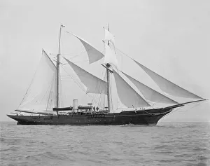 The 1894 built schooner Xarifa under sail, 1899. Creator: Kirk & Sons of Cowes The 1894 built schooner Xarifa under sail, 1899. Creator: Kirk & Sons of Cowes